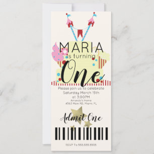 Invitación Entrada de cumpleaños de circo de cumpleaños de fo