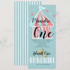 Invitación Entrada de cumpleaños de la carpa del circo lindo 