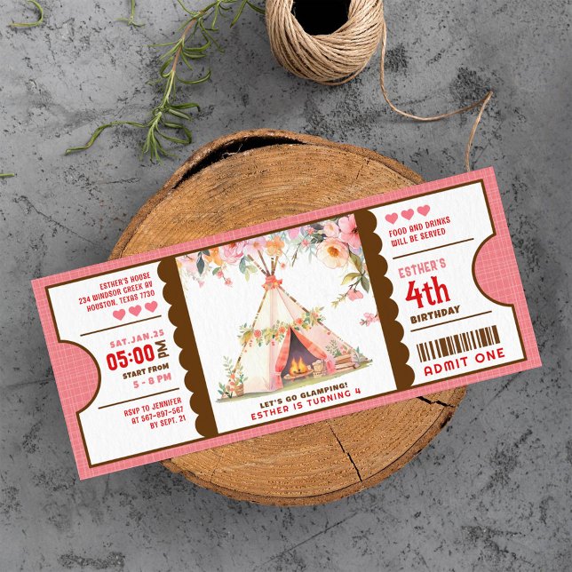 Invitación entrada de cumpleaños glamour rosa (Subido por el creador)