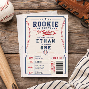 Invitación Entrada de cumpleaños número 2 de béisbol Novato d
