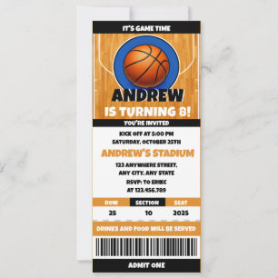 Invitación Entrada de cumpleaños para fanático del baloncesto