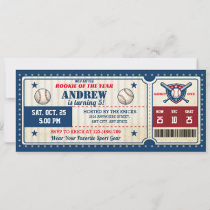 Invitación Entrada de cumpleaños para fiesta de béisbol perso