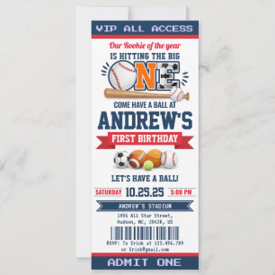 Invitación Entrada de cumpleaños personalizada de All Star Sp