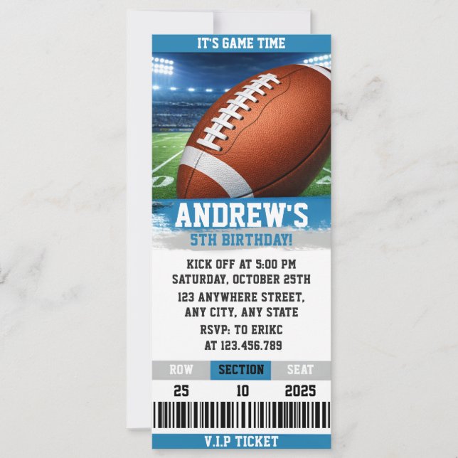 Invitación Entrada de cumpleaños personalizada para chicos de (Anverso)