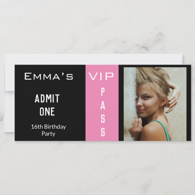 Invitación Entrada de entrada 16ª fiesta de cumpleaños foto n (Anverso)
