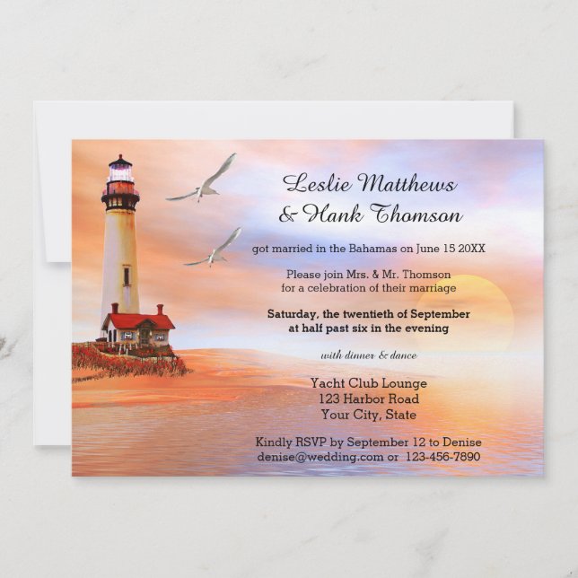 Invitación Entrada de faro de playa o después de la invitació (Anverso)