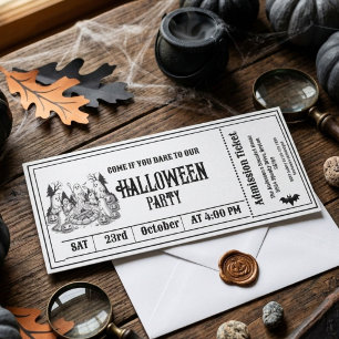 Invitación Entrada de fiesta de Halloween esqueleto gótico