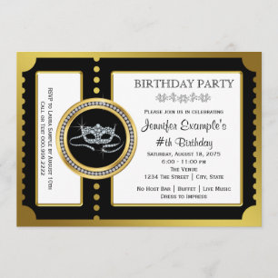 Invitación Entrada de fiesta de máscara