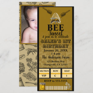 Invitación Entrada de foto de fiesta de cumpleaños de colmena
