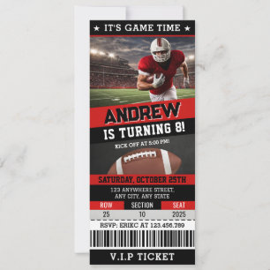 Invitación Entrada de Fútbol Americano Cumpleaños Fiesta Niño
