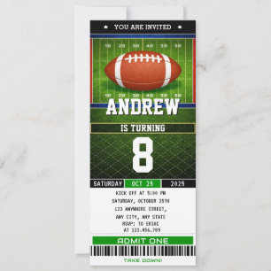 Invitación Entrada de Fútbol Americano Digital Personalizada