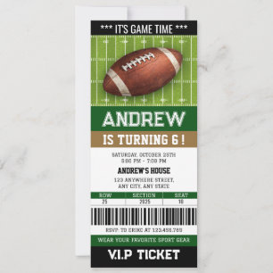 Invitación Entrada de fútbol americano personalizada para cum