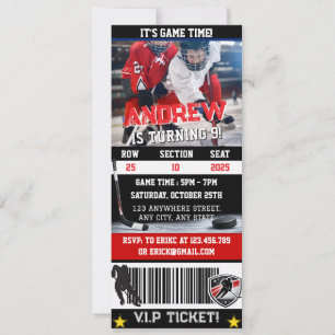 Invitación Entrada de hockey digital personalizada para cumpl