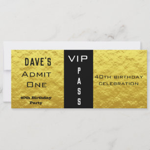 Invitación Entrada de la fiesta de cumpleaños de oro y negro