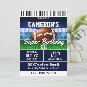 Invitación Entrada de partido de fútbol azul oscuro Fiesta