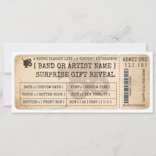 Invitación Entrada de película retro de regalo   Personalizad