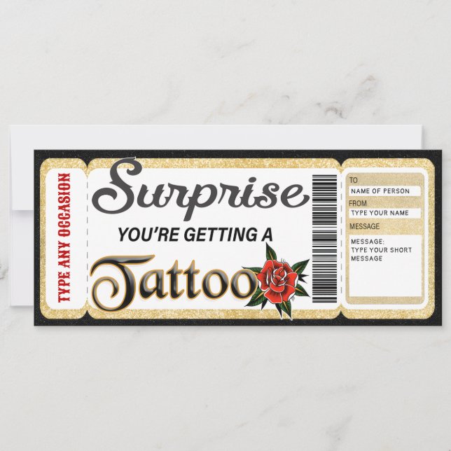 Invitación Entrada de regalo de tatuaje de certificado person (Anverso)