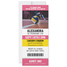 Entrada de voleibol rosa Fiesta de cumpleaños