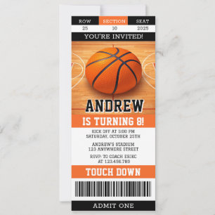 Invitación Entrada deportiva de cumpleaños de baloncesto pers