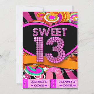 Invitación Entrada para Boleto de Cumpleaños Dulce 13 Cumplea