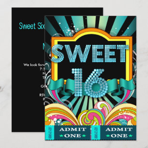 Invitación Entrada para Boleto de Fiesta de Dulces Dieciséis
