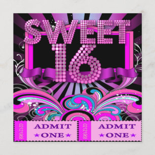 Invitación Entrada para Boleto de Fiesta Sweet Sixteen Cumple