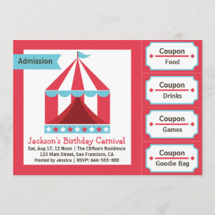Invitación Entrada para Cumpleaños de Niños - Fiesta de Carna