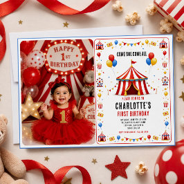 Invitación Entrada para el Circo Rojo Moderno Cumpleaños núme