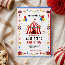 Invitación Entrada para el Circo Rojo Moderno Cumpleaños núme