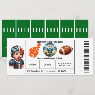 Invitación Entrada para el fútbol del primer año cumpleaños 1