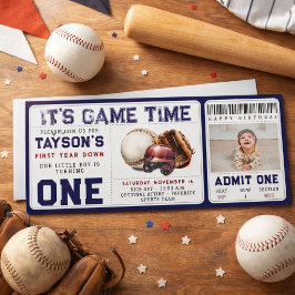 Invitación Entrada para el Primer Cumpleaños de Baseball Prim