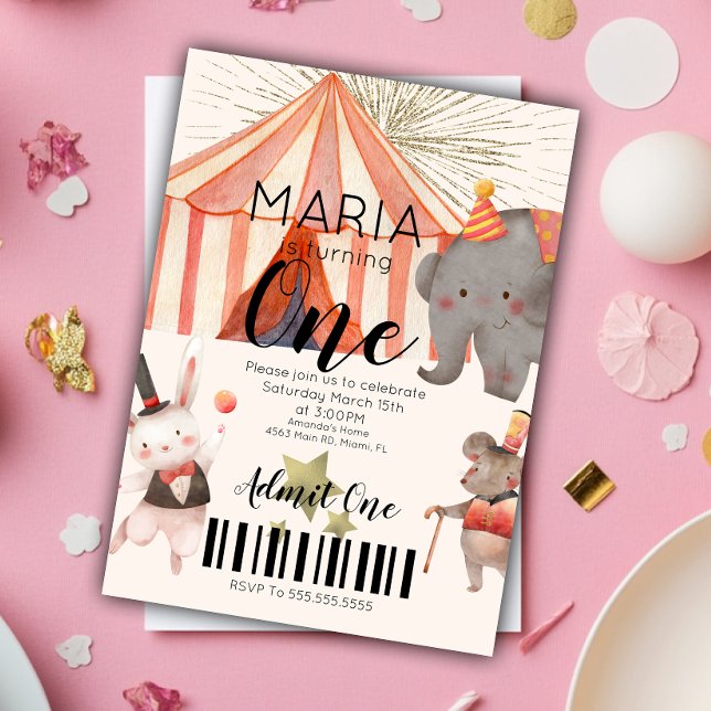 Invitación Entrada para el primer cumpleaños del circo (Subido por el creador)