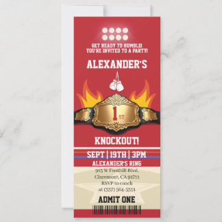 Invitación Entrada para el primer nocaut cumpleaños 1