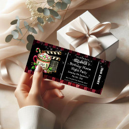 Invitación Entrada para fiesta de cumpleaños con noche de cin