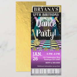 Invitación Entrada para fiesta de cumpleaños con pista de bai