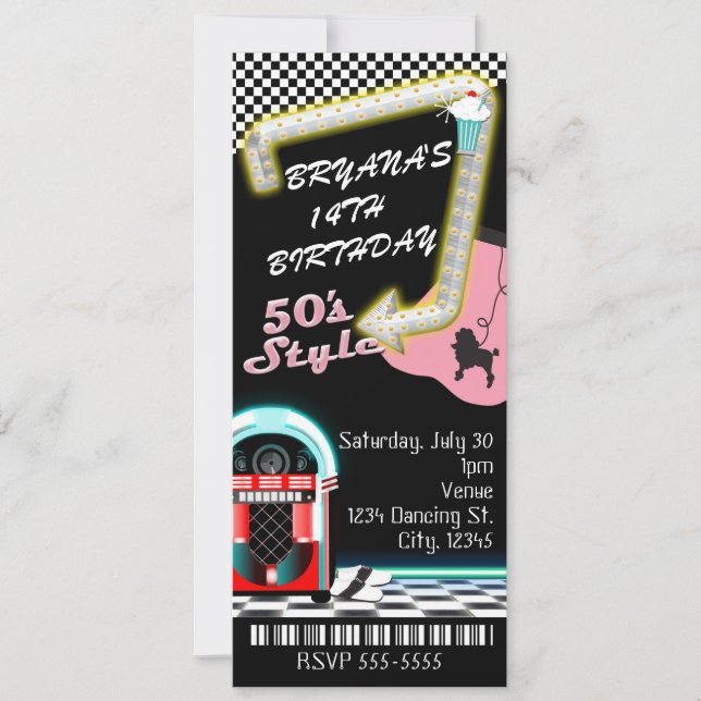 Invitación Entrada para fiesta de cumpleaños con tema de esti (Anverso)