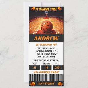 Invitación Entrada para fiesta de cumpleaños de baloncesto pr