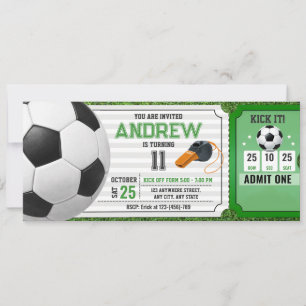 Invitación Entrada para fiesta de cumpleaños de fútbol person