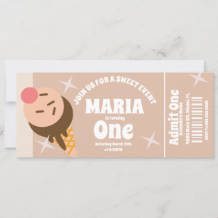 Invitación Entrada para fiesta de cumpleaños de Groovy Ice Cr