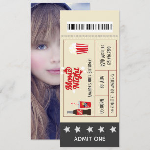 Invitación Entrada para fiesta de cumpleaños de noche de cine