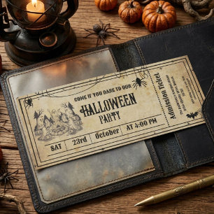 Invitación Entrada para Fiesta de Halloween con Esqueleto Gót