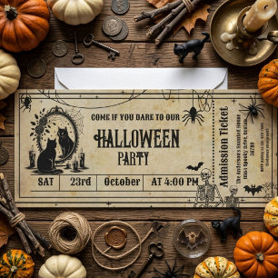 Invitación Entrada para Fiesta de Halloween con Esqueleto Gót
