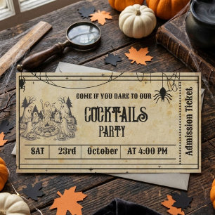 Invitación Entrada para Fiesta de Halloween con Esqueleto Gót