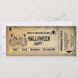 Invitación Entrada para Fiesta de Halloween con Esqueleto Gót