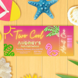 Invitación Entrada para Fiesta en Piscina Tropical Rosa Neon 