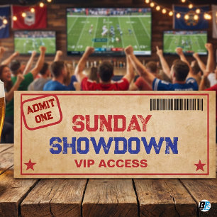 Invitación Entrada para la fiesta de fútbol VIP Sunday Showdo