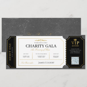Invitación Entrada para la Gala de Caridad de Oro Negro Elega