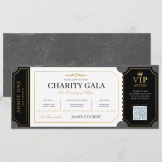 Invitación Entrada para la Gala de Caridad de Oro Negro Elega