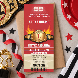 Invitación Entrada para Lucha Libre Cumpleaños 1