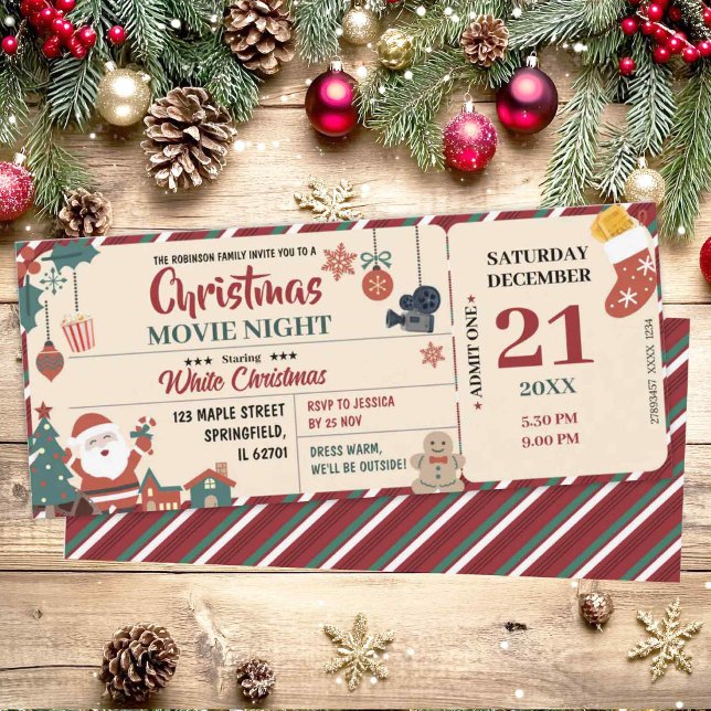 Invitación Entrada para Noche de Película de Navidad (Subido por el creador)